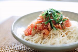 冷しゃぶとトマトのさっぱりそうめん