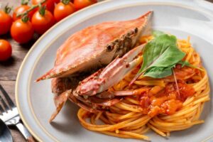 ワタリガニ　トマトクリームパスタ
