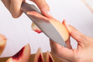 桃 皮 むき方　包丁