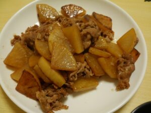 大根と豚肉の炒め物