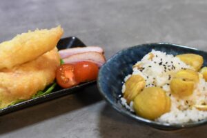 栗ご飯　鶏天
